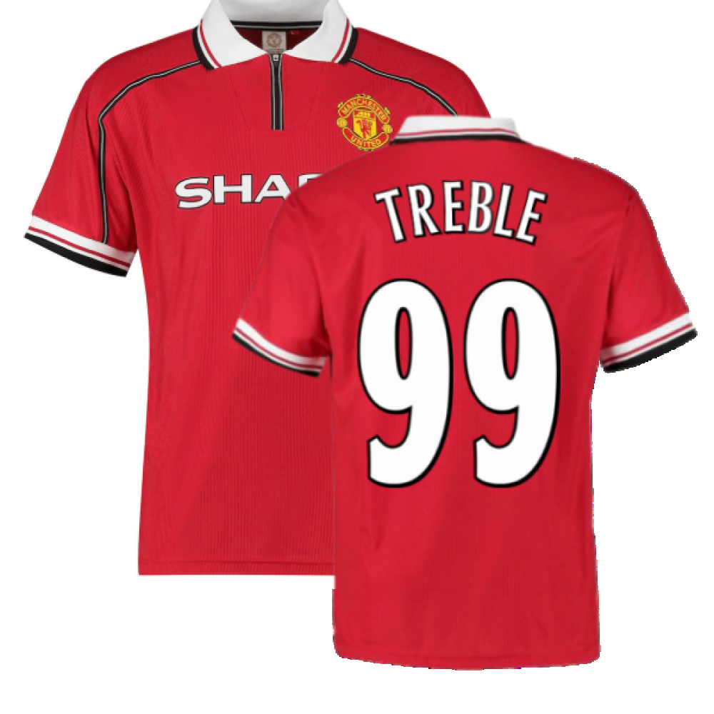 1999 Manchester United Home Football Shirt Treble 99