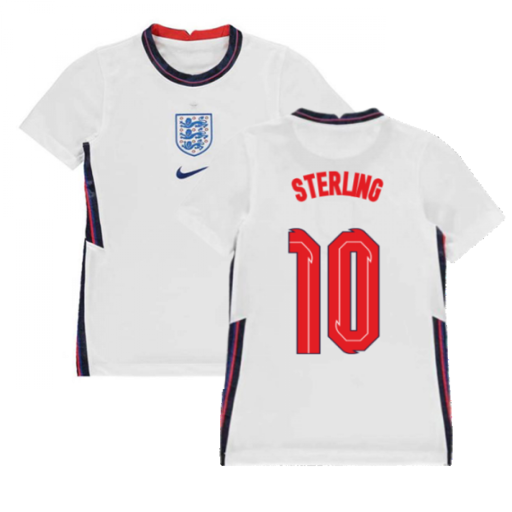 2020-2021 England Home Nike Football Shirt (Kids) (Sterling 10) CD1033-100-214358