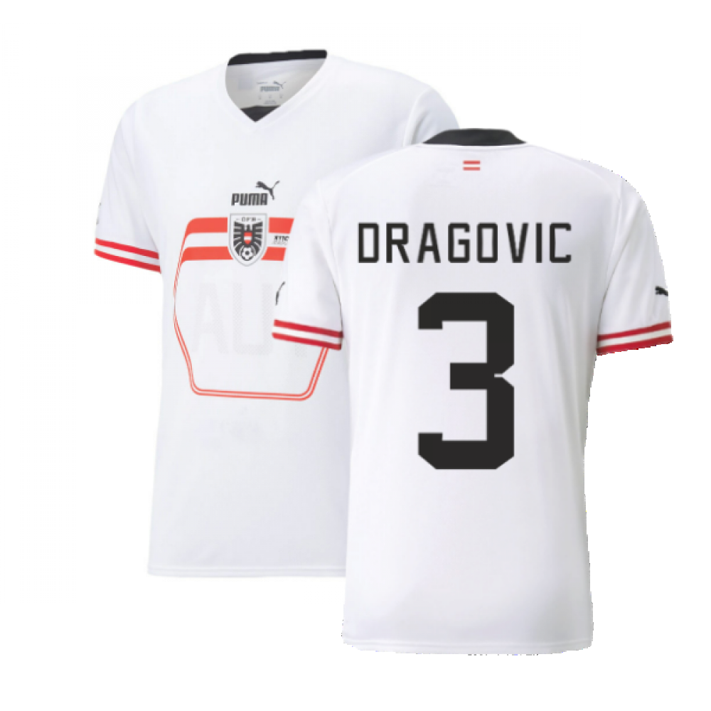 Austria No3 Dragovic White Away Soccer Country Jersey