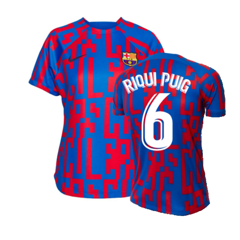 2022-2023 Barcelona Pre-Match Training Shirt (Blue) - Ladies (RIQUI PUIG 6)  [DN4013-403-249204] - €71.20 Teamzo.com