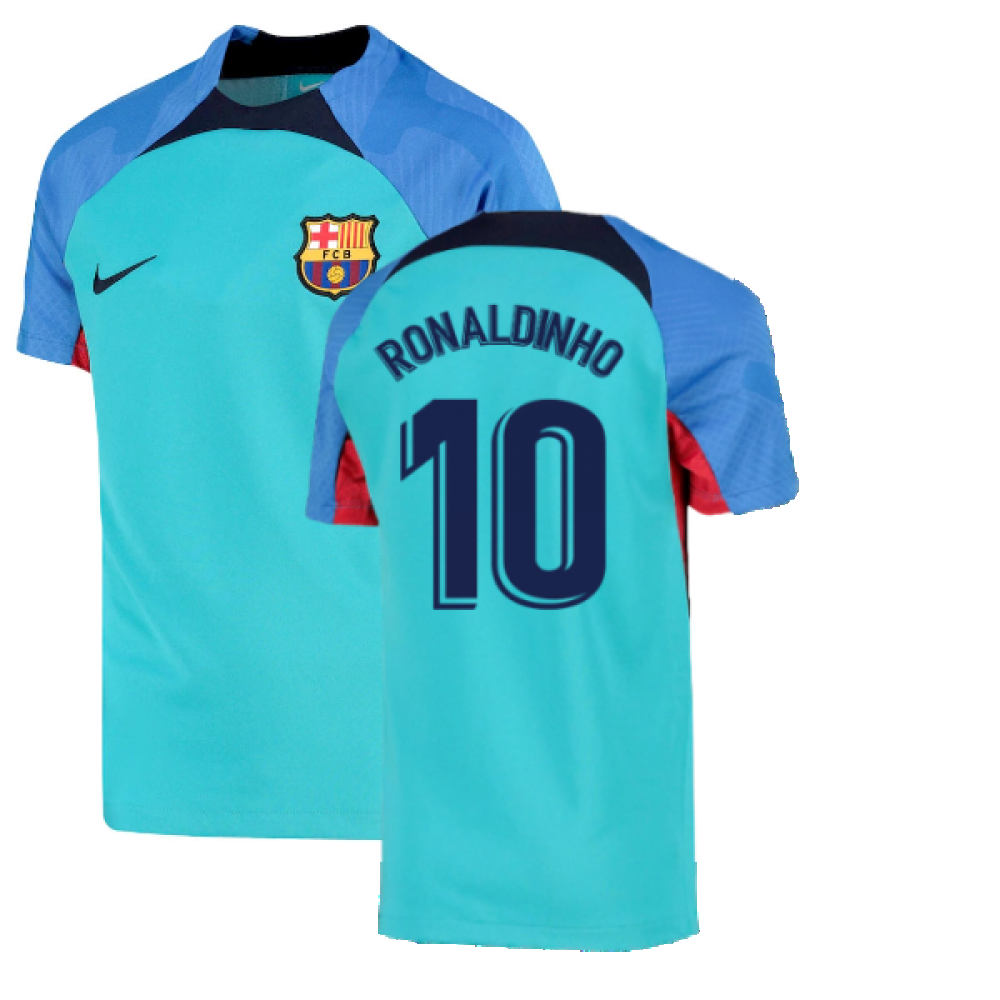 2022-2023 Barcelona Training Shirt (Aqua) (RONALDINHO 10) [DJ8587