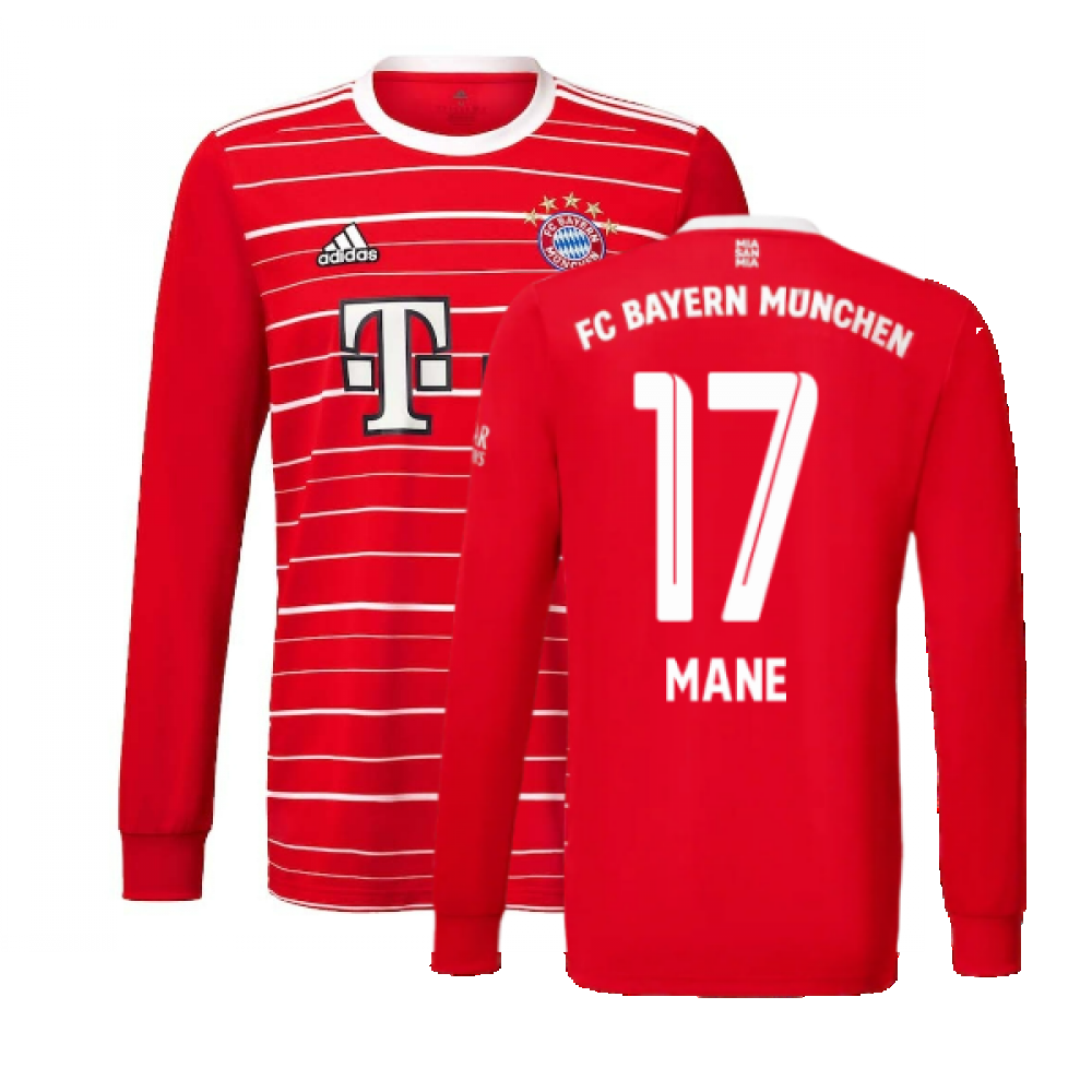 New Official FC Bayern Munchen Home Jersey #17 Sadio Mane Red Youth L