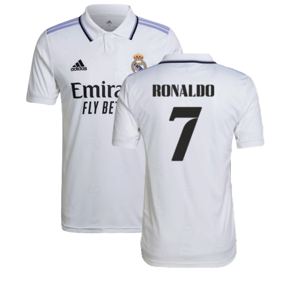 Ronaldo Back Signed Modern Real Madrid Home Shirt With Fan