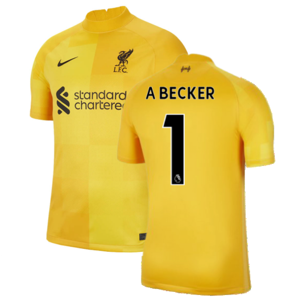 Liverpool 2021-2022 Home Goalkeeper Shirt (University Gold) - Kids (A Becker  1) [DB2567-740-232818] - $83.23 Teamzo.com